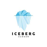 Iceberg Logo, Antarctic Mountains Vector In Ice Blue Color, Nature Design, Product Brand Illustration Template Icon