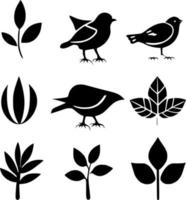 bird and plant icon vector
