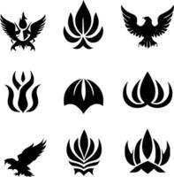 set bird and fire icon vector