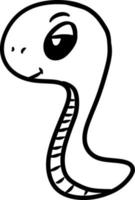 black and white of snake cartoon vector