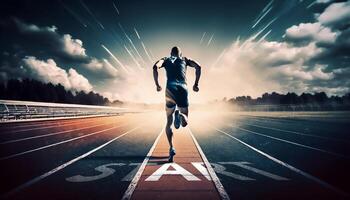 man sport runner start running on track, AI generative photo