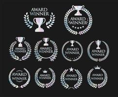 Award Winner emblem collection of COLORFUL laurel wreath vector