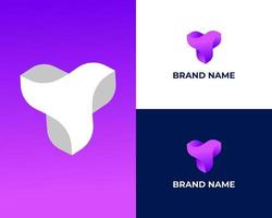 Letter y with player button modern 3d business logo design template vector