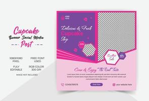 Cupcake social media banner design template vector