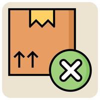 Filled color outline icon for Reject parcel. vector