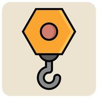 Filled color outline icon for Crane hook. vector