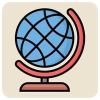 Filled color outline icon for Geography. vector