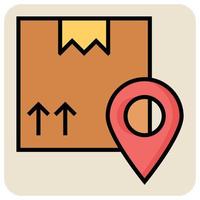 Filled color outline icon for Cargo location. vector