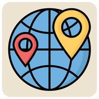 Filled color outline icon for World map. vector