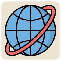 Filled color outline icon for Globe. vector