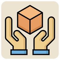 Filled color outline icon for Parcel. vector