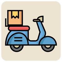 Filled color outline icon for Scooter parcel. vector