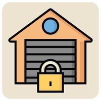 Filled color outline icon for Warehouse. vector