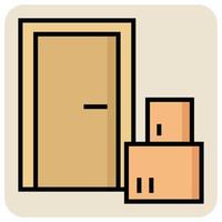 Filled color outline icon for Parcel on door. vector