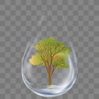 agua soltar con árbol.vector 3d lluvia gota, elemento diseño concepto para ambiental,ecología,mundo agua día vector