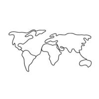 World map illustration in line art style isolated on white vector