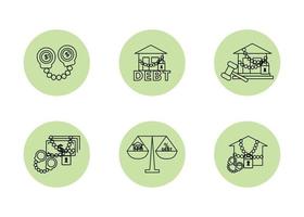 Finance. Vector illustration set of icons seizure of property, foreclosure