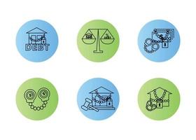 Finance. Vector illustration set of icons seizure of property, foreclosure