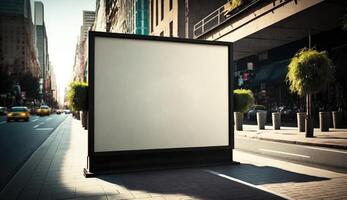 blank billboard mockup for advertising in the city, daylight view photo