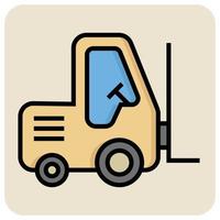 Filled color outline icon for Forklift. vector