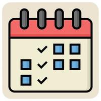 Filled color outline icon for Calendar. vector