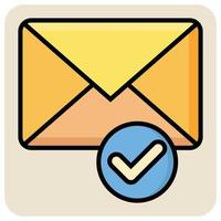 Filled color outline icon for Check mail. vector