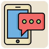 Filled color outline icon for Mobile discuss. vector