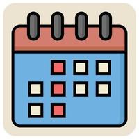 icono de contorno de color relleno para el calendario. vector