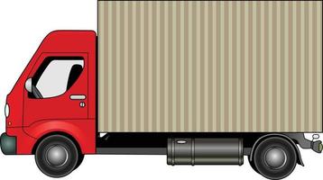 Delivery truck illustration of red truck isolated on white with empty copy space on side concept for moving relocation shipping freight transport or logistics side view. vector