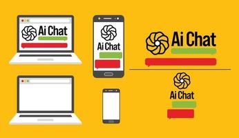 AI or artificial intelligence chat concept auto reply icon set design collection vector arts