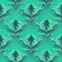 Abstract floral seamless backround with leaves of cannabis. Seamless pattern. 3D render. photo