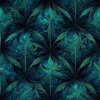 Abstract floral seamless backround with leaves of cannabis. Seamless pattern. 3D render. photo