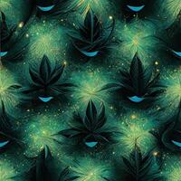 Abstract floral seamless backround with leaves of cannabis. Seamless pattern. 3D render. photo