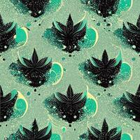 Abstract floral seamless backround with leaves of cannabis. Seamless pattern. 3D render. photo