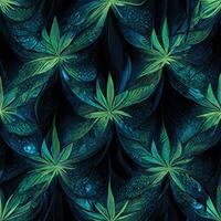 Abstract floral seamless backround with leaves of cannabis. Seamless pattern. 3D render. photo