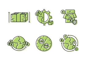 Vector finance illustration. Forfaiting icons set, money transfers