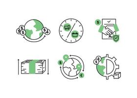 Vector finance illustration. Forfaiting icons set, money transfers