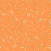 Seamless pattern with carrots on an orange background. Vegetable contours in a flat style. Vector background.