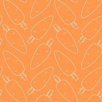 Seamless pattern with carrots on an orange background. Vegetable contours in a flat style. Vector background.