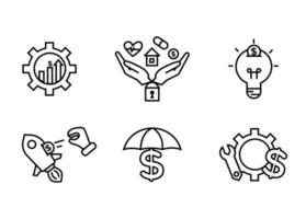 Financial services icons set. Icons insurance, venture capital, asset management vector