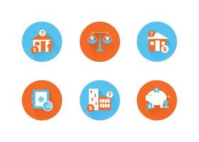 Finance. Vector illustration set of depository services icons, property valuation