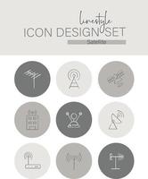 Linestyle Icon Design Set Satellite vector