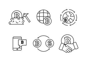 Finance. Vector illustration set of icons of cryptocurrency mining