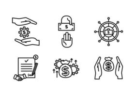 Financial services icons set. Icons asset management, wealth management, insurance, venture capital. vector