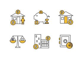 finanzas. vector ilustración conjunto de depositario servicios iconos, propiedad valuación