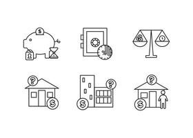 Finance. Vector illustration set of depository services icons, property valuation