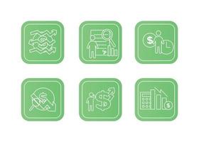 Finanzas íconos colocar. vector ilustración de financiero gestión, econometría. un dólar firmar, siguiente a cuales es el silueta de un hombre, seguido por un arriba flecha.