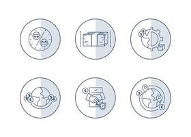 Vector finance illustration. Forfaiting icons set, money transfers