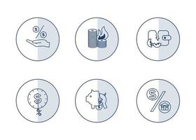 Finance. Vector illustration set of icons bankruptcy, credit.