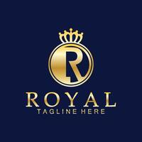 R initial royal crown logo. Royal, King, queen luxury symbol. Font emblem. vector